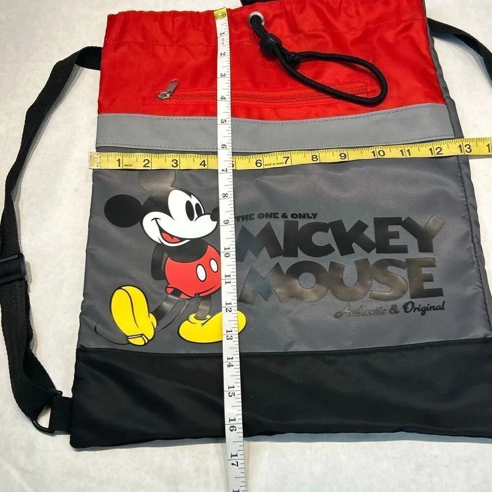Disney Parks Mickey Mouse Cinch Drawstring Bag Backpack WDW Disneyland Red Black